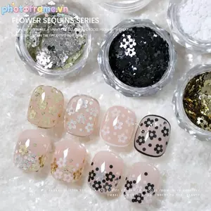 Khung Ảnh 1Jar Vàng Bạc Màu Hoa Lá Mảnh Móng Tay Kim Sa Lấp Lánh Móng Tay Nghệ Thuật Trang Trí Làm Móng Tay Đầu Quyến Rũ Cho Nữ Bé Gái DIY Phụ Kiện VN