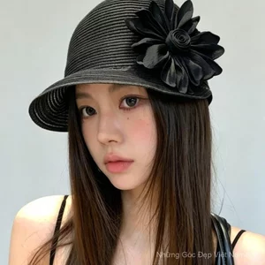Mũ ống hút hoa hiện đại Tính khí mùa hè Tấm che nắng thoáng khí Mũ rơm cưỡi ngựa