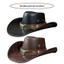 DONOVANQQ Western Cowboy Hat, Faux Leather Bull Head Cowgirl Jazz Hat, Phong Cách Dân Tộc Quý Ông Rộng Vành Cuộn Vành Hiệp Sĩ Mũ Đi Xe Đạp