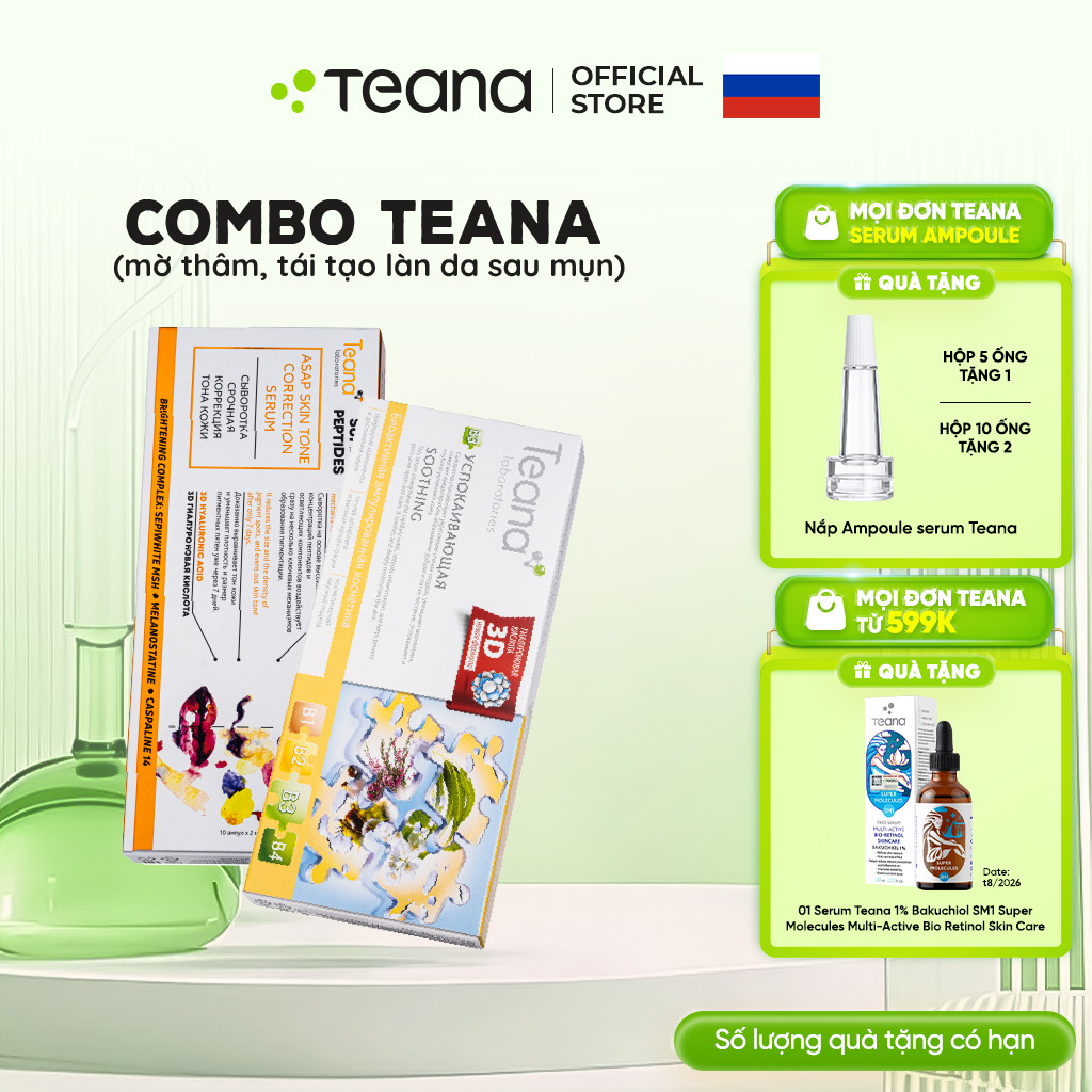 Combo Teana mờ thâm, tái tạo làn da sau mụn (asap + b3)