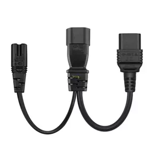 Btsg 1ft IEC 320 C14 sang C7 + C19 Cáp nguồn C14 Nam sang C7 + C19 Nữ Y Splitter Cáp chuyển đổi AC cho máy in Sca