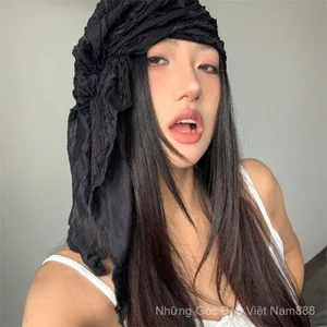 Phong cách mới lạ Wasteland Pile Hat Side Ladies Baotou Hat Hot Girl Y2K Mũ văn hóa châu Á Mũ trùm đầu Niche