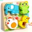 QEARY Khối thay đổi khuôn mặt bằng gỗ, Đồ chơi xếp hình động vật 3D 4 trong 1 nhận thức, Đồ chơi cảm biến Montessori Tương tác Hình dạng di động phù hợp Trò chơi huấn luyện tư duy