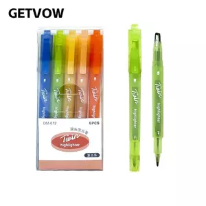 GETVOW 5 cái / bộ Bộ highlighter, Bút highlighter hai đầu bảo vệ mắt, Bút đánh dấu cửa sổ có thể nhìn thấy nhiều màu sắc