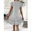 Đầm Mini BRAA Ruffle, S-3XL Size Range Loose Casual Dress, Đầm Cổ Chữ V in họa tiết bay nhỏ dành cho nữ