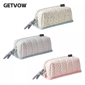 Bút chì GETVOW, Túi đựng bút họa tiết chấm công suất lớn, Dụng cụ sắp xếp văn phòng phẩm di động sáng tạo Đồ dùng học tập