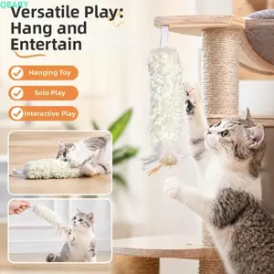 Đồ chơi nhai mèo QEARY, Cây đũa phép trêu ghẹo mèo len chống trầy xước, Đồ chơi mài Gnawing Ngộ nghĩnh chống cắn sang trọng Đồ chơi Kicker sang trọng tự chơi