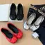 TT Sweet Bow Split Toe Flat Giày Nữ Đế Mềm Giày Đế Bằng Phù Hợp Với Bốn Mùa Chính Hãng Da Trứng Cuộn Giày