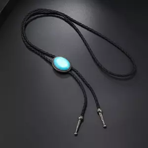 1 Mảnh Western Cowboy Bolo Tie Da Vintage Nelace Dành Cho Nam Retro Acrylic Đá Quý Nelace [Mina]