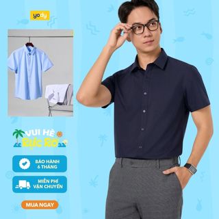Áo sơ mi nam YODY cộc tay chất lụa nến chống nhăn dáng slim fit MOSS26A012