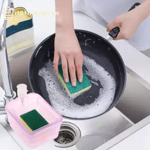 GE 1 Bộ Xà Phòng Lỏng Hộp Đựng Món Ăn Nhà Bếp Xà Phòng Có Bọt Biển Bơm Chất Lỏng Hộp Đựng Xà Phòng Đồ Nhà Bếp Dụng Cụ Vệ Sinh VN