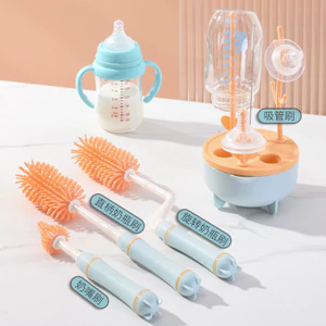 Bàn chải bình sữa cho bé Sữa rửa bình sữa Bàn chải làm sạch kệ Bàn chải rơm cho bé Núm vú Bàn chải silicon Bàn chải làm sạch GYMT