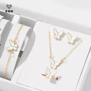 5 Mặt Dây Bướm Thời Trang Bông Tai Nelace Bộ Vòng Tay Dành Cho Nữ Bộ Trang Sức Cưới Cô Dâu Quà Tặng Trang Sức [Mina]