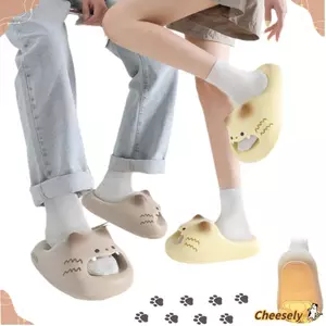 CHEESELY Kitty Mules, Dép mèo mũi kín chống thấm nước, Dép mèo đáy đáng yêu chống trượt đế mềm Dép mèo tại nhà