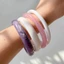 WANYEDI 3 / 4 Vòng Tay Tròn, Bộ Vòng Tay Nhựa Mỏng Nhiều Màu Mờ, Có Thể Xếp Chồng Hình Vòng Tròn Họa Tiết Đá Cẩm Thạch Vòng Tay Vòng Tay Quà Tặng