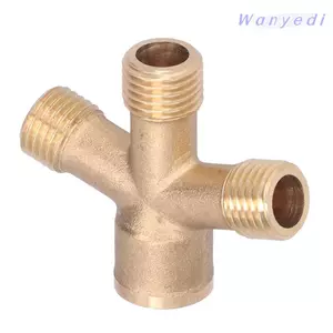 Bộ chia ống WANYEDI, Đầu nối chéo ống 4 chiều màu vàng, Phụ kiện dụng cụ làm vườn Đồng thau M14 * 1.5mm Chủ đề Dễ dàng lắp đặt Bộ chuyển đổi chéo bằng đồng thau Tưới vườn