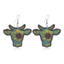 Bông tai bằng gỗ hướng dương Retro Bull Head Bông tai in hình độc đáo