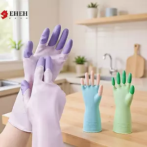 Găng tay làm sạch rửa chén bằng silicon Đồ dùng nhà bếp Chống trượt Găng tay rửa chén dài tiện lợi Có thể tái sử dụng Hộ gia đình bền VN