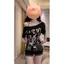 Mùa hè 2026 American Hot Girl Cổ áo chéo màu đen quây Áo thun ngắn tay in hình hẹp Slim-F