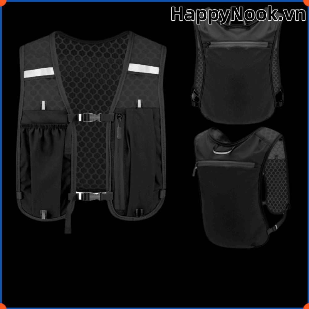 Áo Vest HappyNook Chạy Bộ - Phản Quang, Chống Thấm Nước, Có Giá Đỡ Điện Thoại và Hộc Lưu Trữ Bình Nước