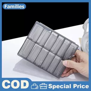 12 Lưới Trong Suốt Trống Móng Tay Lá Hộp Bảo Quản Nhựa Trang Sức Hạt Đá Quý Giả Móng Tay Giả Nghệ Thuật Đầu Hộp Hộp Người Tổ Chức