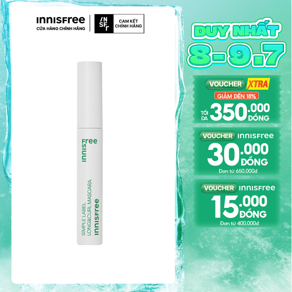 Mascara thuần chay, làm dài và cong mi innisfree Simple Label Long & Curl Mascara 7.5g