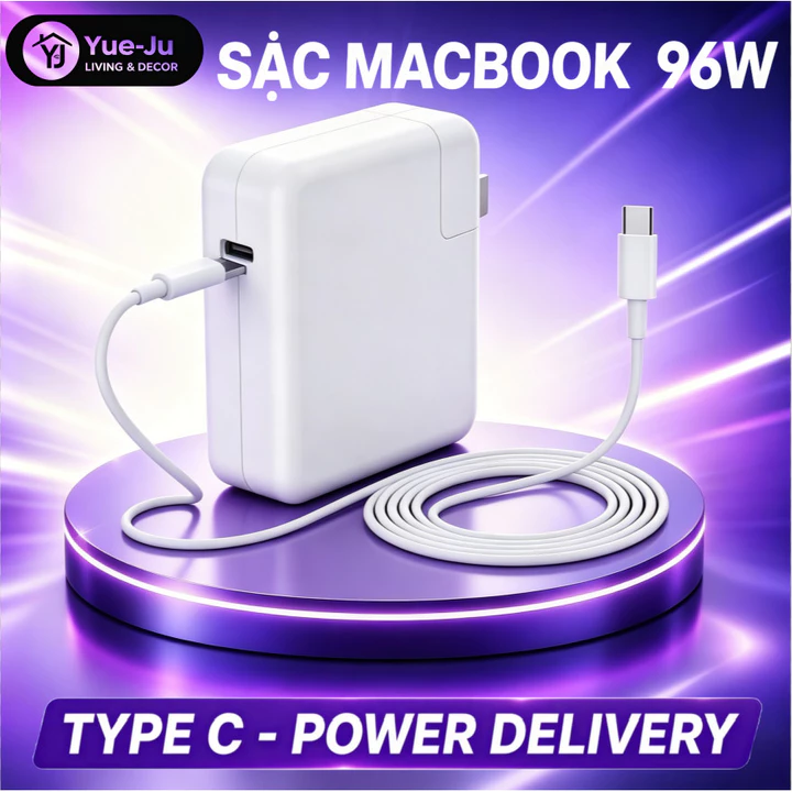 Bộ sạc nhanh PD 61W 87W 96W Type‑C chân Châu Âu dành cho MacBook Air M1 M2, Pro 13/15/16 inch 2018 2019 2020 kèm dây sạc