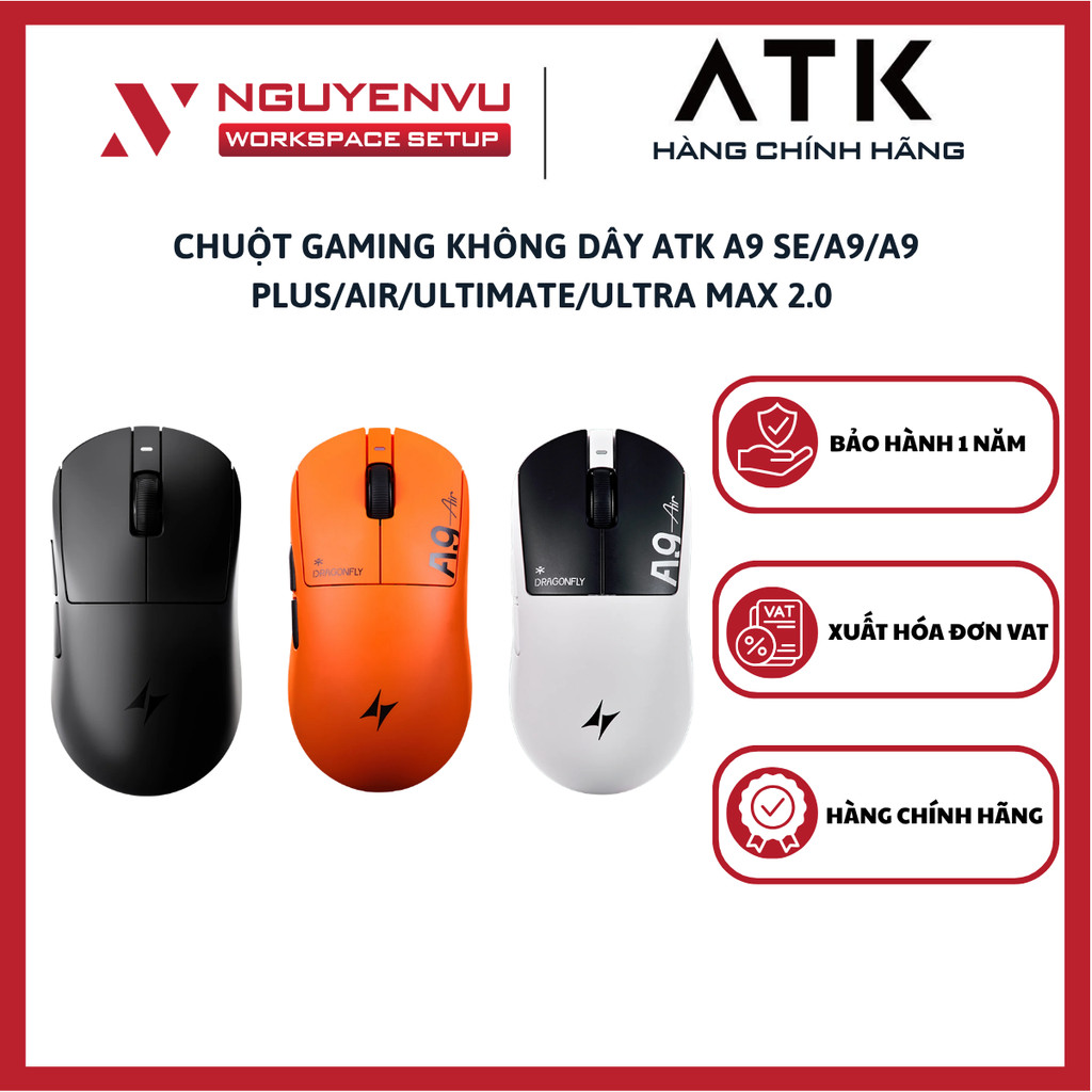 Chuột Gaming Không Dây ATK A9 SE/A9/A9 Plus/Air/Air+/Ultimate/Ultra Max 2.0 - 3 mode kết nối - Có app - Hàng Chính Hãng | BigBuy360 - bigbuy360.vn