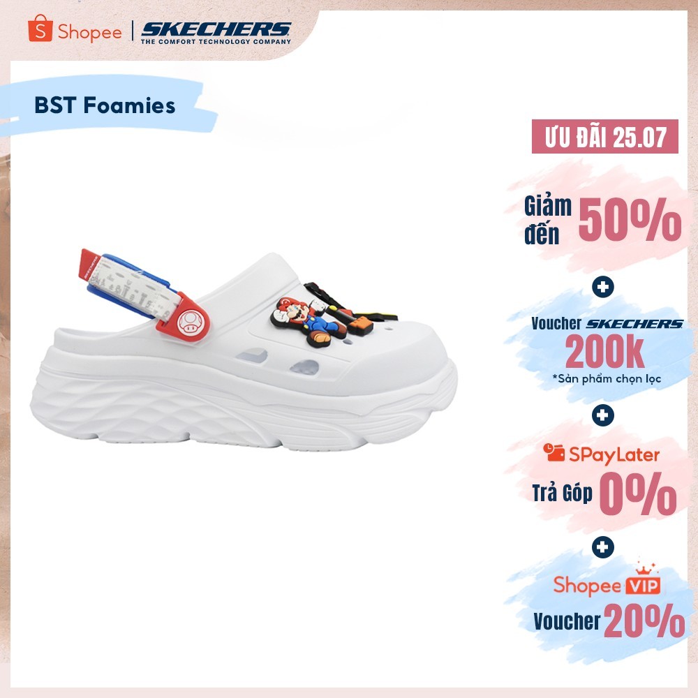 Giày Clog Nữ Skechers Nintendo Foamies Max Cushioning - 800031-WHT