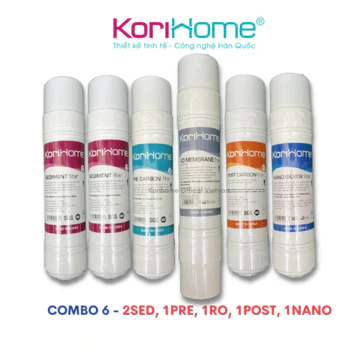 Trọn bộ đầy đủ 6 lõi lọc nước Korihome dùng cho máy lọc nước Korihome WPK-818S - Hàng chính hãng
