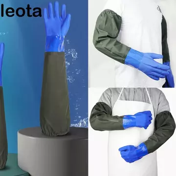 LEOTA 1 Đôi Găng Tay Chống Thấm Nước Bảo Vệ Lao Động, Găng Tay Cao Su Chịu Hóa Chất Kéo Dài, Găng Tay Làm Vườn Tay Chống Trơn Trượt Găng Tay An Toàn Làm Việc Hoạt Động Câu Cá