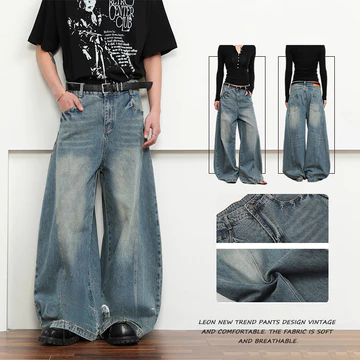 Quần Rời Unisex Xanh Rời Quần Jean Y2K Quần Jean Giặt Quần Jean Dài Quần Denim Quần Ống Rộng Phong Cách Mỹ Lau Sàn Quần Jean Retro Rời Sàn Lau Quần Retro Quần Cổ Điển