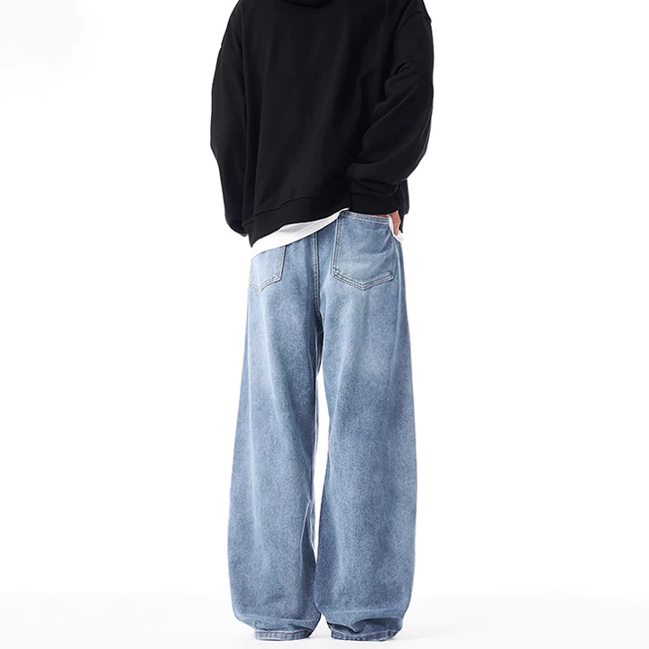 Nam Quần Rời Quần Màu Xanh nhạt Quần Rộng Quần Nam Giặt Quần Jean Denim Quần Thẩm Mỹ Quần Jean Rời Quần Jean Xanh Lo – 5