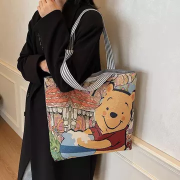 Túi Vải Thêu Túi Đeo Vai Dung Tích Lớn Túi Tote Túi Tote Túi Hoạt Hình Nữ Thêu Túi Đeo Vai Túi Tote Dung Tích Lớn Túi Tote Túi Hoạt Hình Nữ