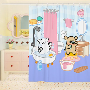 Dòng Chó Con Tắm Rèm Tắm Hoạt Hình Phòng Tắm Chống Thấm Nước Chống Nấm Mốc Vệ Sinh Phân Vùng Rèm Cửa Rèm Rèm Rèm Treo