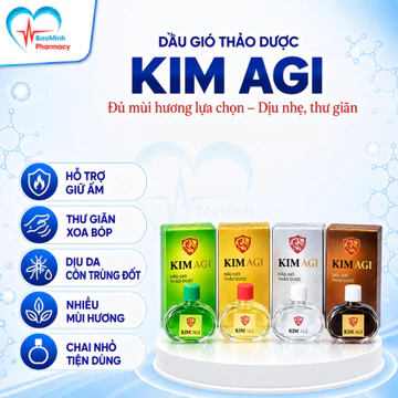 Dầu Gió Kim Agi (gần giống dầu gió kim lạc đà cũ) đủ 4 mùi hương Agimexpharm chai 6ml