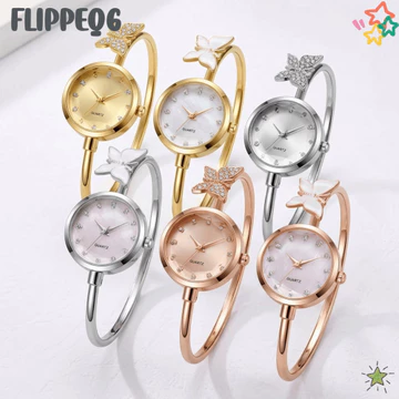 Đồng hồ đeo tay hình bướm FLIPPEQ6, Đồng hồ đeo tay hình bướm chuyển động thạch anh, Đồng hồ đeo tay nữ mặt số ngọc trai mở Cuff Thiết kế đẹp mắt Đồng hồ nữ