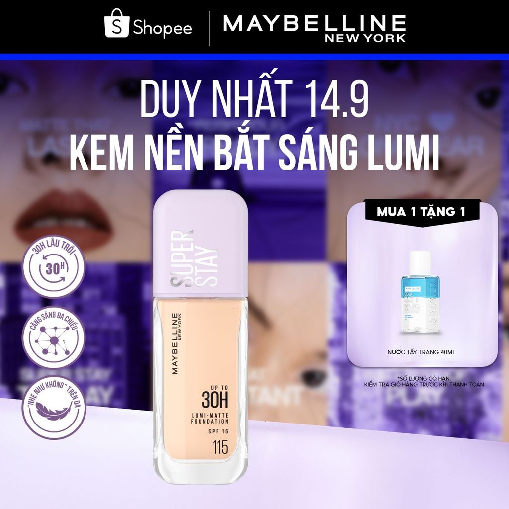 Kem nền bắt sáng Superstay Lumi Matte 30H che phủ siêu nhẹ mặt Maybelline New York 35ml [MỚI]