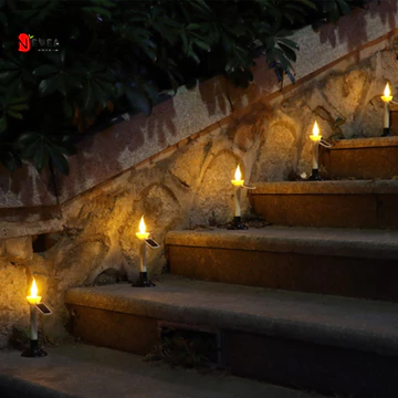 NEWEARTH LIMIT Đèn sân vườn năng lượng mặt trời, có giá đỡ nến LED Nến nến năng lượng mặt trời, Đèn sân vườn Đèn LED năng lượng mặt trời hai năng chống nước không cháy Đèn năng lượng mặt trời sân vườn