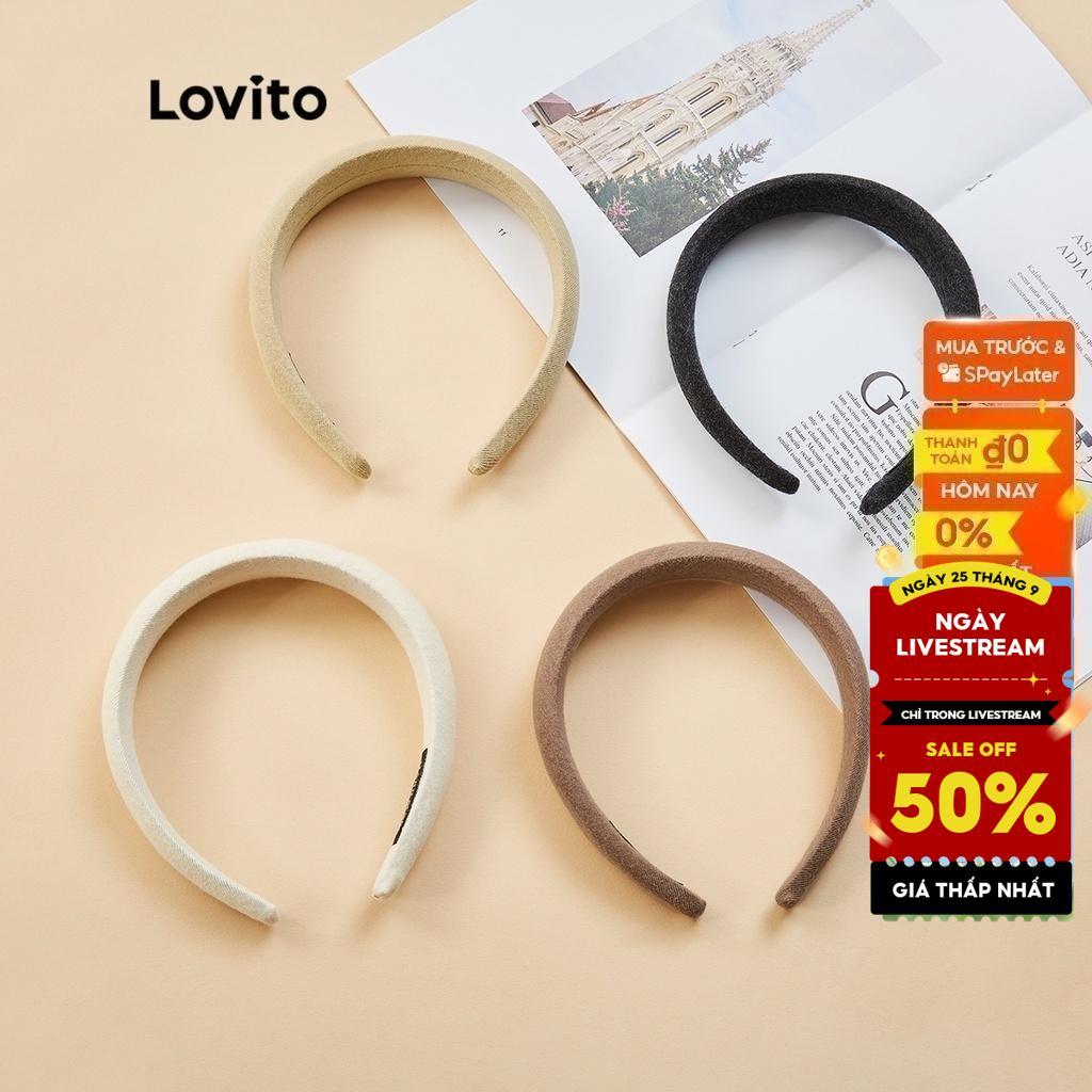 Băng đô Lovito bản rộng thoải mái màu trơn phong cách thường ngày L17M374 (Màu Kaki/Nâu nhạt/Trắng ngà/Đen)