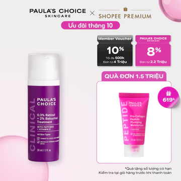 Tinh chất chống lão hóa làm mờ thâm nám và nếp nhăn Paula's Choice Clinical 0.3% Retinol + 2% Bakuchiol 30ml - 8015