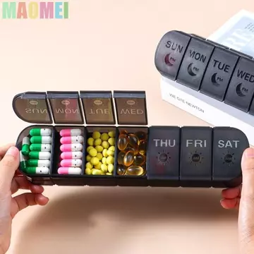 Hộp đựng thuốc Vitamin MAOMEI, Hộp đựng thuốc 7 ngày Hộp đựng thuốc hàng tuần Hộp đựng máy tính bảng, Chống rò rỉ hai lớp bền bỉ có ngăn Hộp đựng thuốc cho du lịch