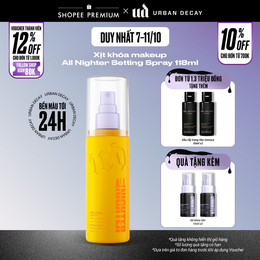 Xịt khóa makeup Urban Decay All Nighter Setting Spray 118ML | Hiệu ứng căng bóng