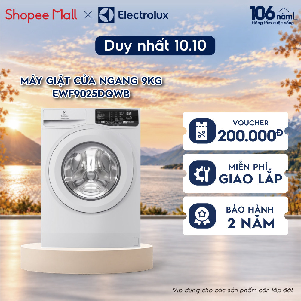 Máy giặt cửa ngang Electrolux 9kg UltimateCare 100 - Trắng EWF9025DQWB - Động cơ Inverter yên tĩnh