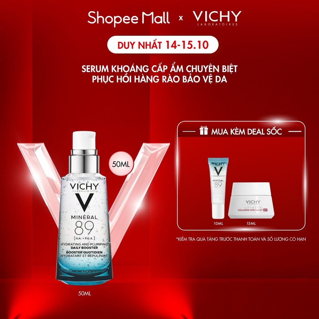Serum khoáng “quốc dân” giúp phục hồi và cấp ẩm chuyên biệt Vichy Mineral 89 50ml, chống đa tác nhân làm suy yếu da
