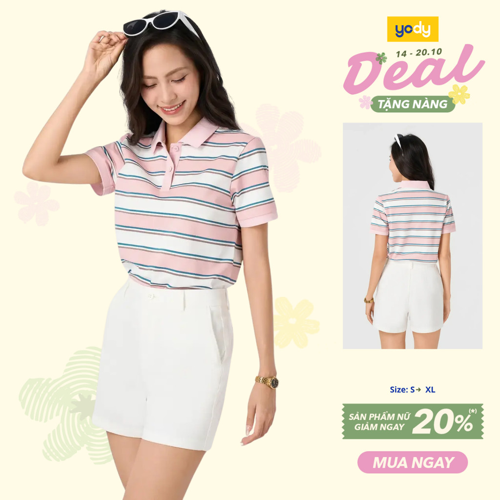 [BST Comfort Me-We] Áo Polo Nữ Yody Phom Regular Kẻ Ngang WCPO26S014