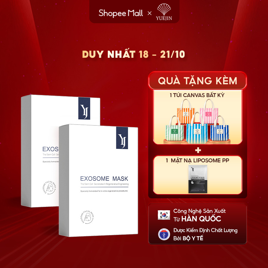 [1 HỘP 10 MIẾNG] Mặt Nạ Tế Bào Gốc Yuejin YJ Exosome Chống Lão Hóa, Cải Thiện Nếp Nhăn Tăng Cường Độ Đàn Hồi Da