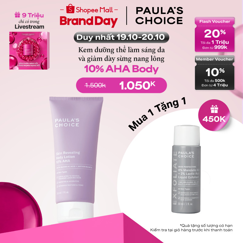 Kem dưỡng thể làm sáng da và làm đều màu da Paula's Choice Skin Revealing Body Lotion 10% AHA 210ml 5900