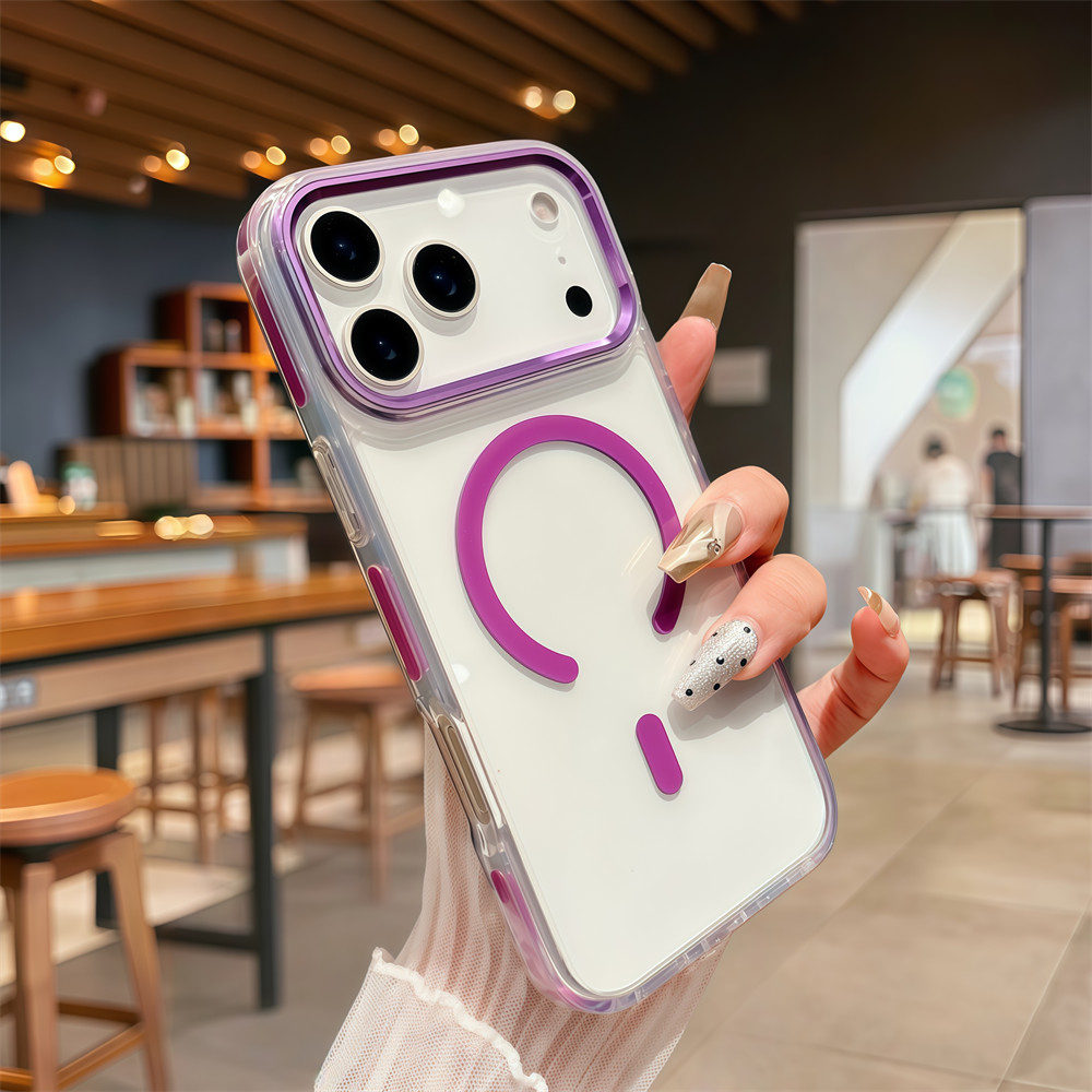 Ốp điện thoại từ tính trong suốt pha lê chất lượng cao cho iPhone 17 Pro Max 16 11 12 13 14 15 pro max Air 16E 15 16 plus Bảo vệ ống kính chống rơi Vỏ cứng bảo vệ điện thoại