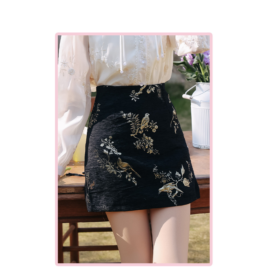Mutu Mới Phong Cách Trung Hoa Jacquard Hông Váy Nữ Mùa Xuân 2026 Phong Cách Mới Cao Cấp Váy Chữ a